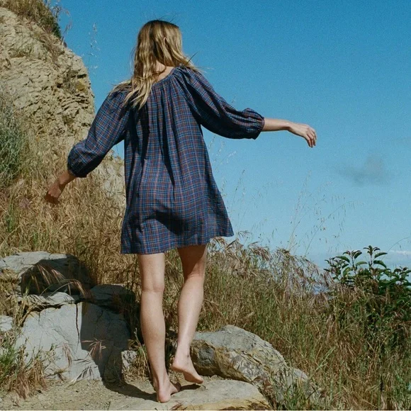 Doen Jullien Dress in Azure French Plaid - Picture 5 of 5